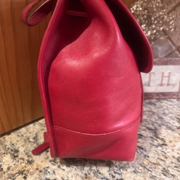 Coach Red 2pc Genuine Leather Backpack Purse Ltd. Edition & Cosmetic Pouch Set - Picture 7 of 17